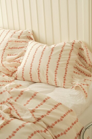 Ellos Home   Putetrekk Juliette Garland Giant Frill i vasket bomull   Rosa