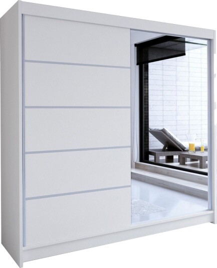 Canderbury Garderobe med Speil 180x215 cm - Hvit