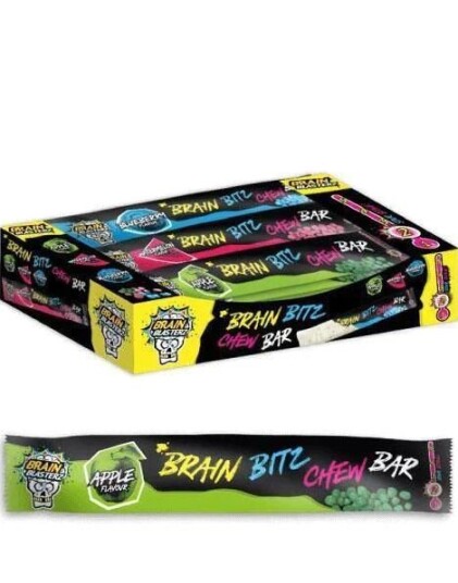 24 stk Brain Blasterz Chew Bars Kjempesure Karamellbarer med Tre Smaker Hel eske 480 gram 24 stk Brain Blasterz Chew Bars Kjempesure Karamellbarer med Tre Smaker Hel eske 480 gram