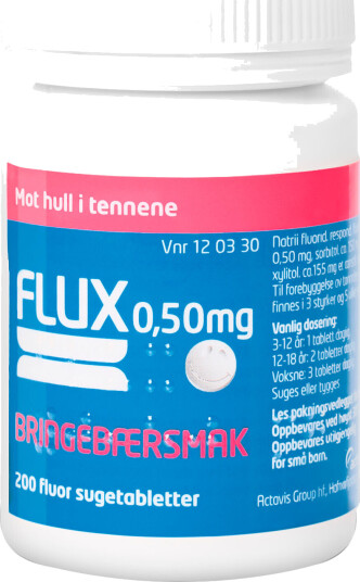 Flux sugetabletter 050mg bringebærsmak 200 stk. Flux sugetabletter 050mg bringebærsmak 200 stk.