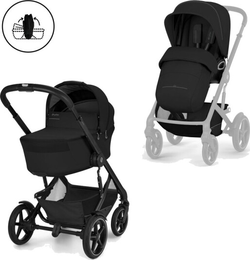 Komplett vogn Cybex Talos S Lux, 2026, Moon Black Ink. Liggedel