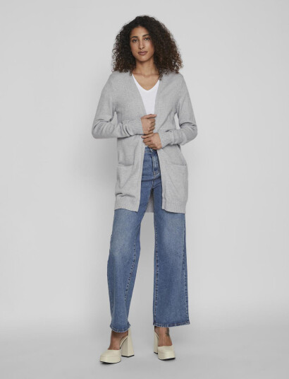 Vila Viril Open L/S Knit Cardigan - Noos - Grey - XS