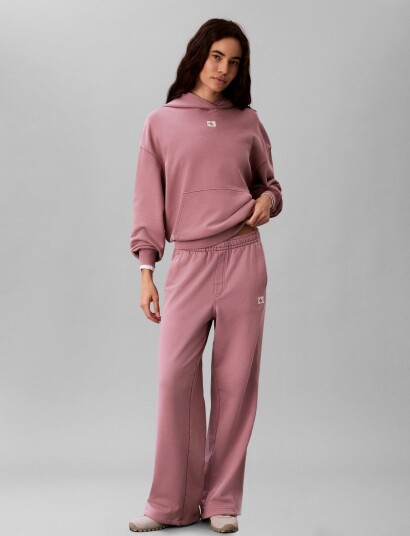Calvin Klein Jeans Ls Woven Label Terry Po Hoodie Pink S