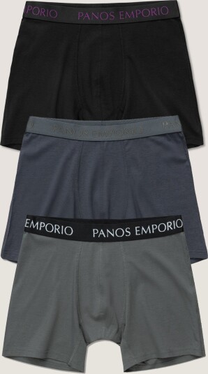 Panos Emporio Pe 3pk Base Bamboo Boxer Black/asphalt/steel Grey Medium