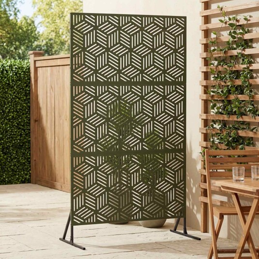 vidaXL Personvernsvegg 100 x 50 x 180 cm Stål Olivengrønn