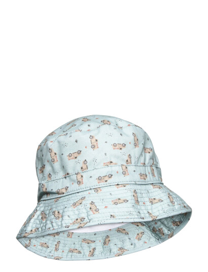 Melton Bucket Hat W/Print - Blue - 55