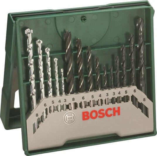 Bosch Mini-X-Line 15-dels Borsett for Tre, Metall og Stein Bosch Mini-X-Line 15-dels Borsett for Tre, Metall og Stein