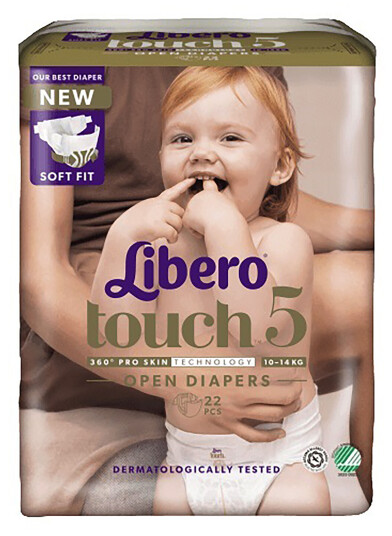 Libero Touch 5 Åpen Bleie 10-14 kg 22 stk.