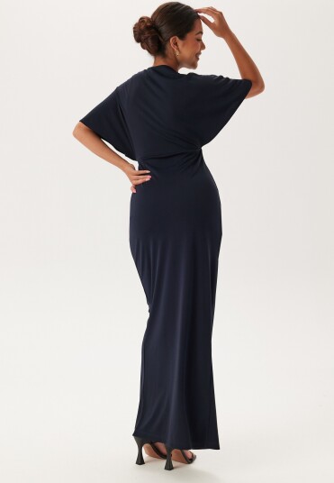 Bubbleroom Occasion Wrap Slit Maxi Dress Dark blue 42