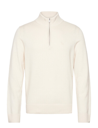 Abercrombie & Fitch Long Sleeve Icon Quarter Zip - Cream - XL