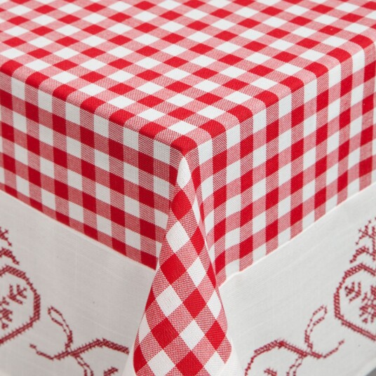 ERWIN M. Duk Chatelete hjerte; 80x80 cm (BxL); Rød/Hvit; Kvadratisk