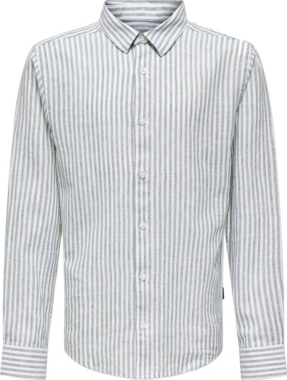 ONLY & SONS Osjcaiden Life Ls Reg Stripe Lin 660 Wvn Green 128