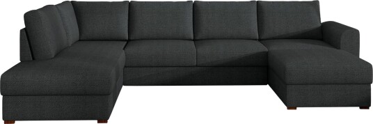 Wilma Stor 6 seters U formet Sovesofa med Oppbevaring Svart