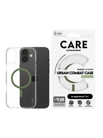 CARE by PanzerGlass Urban Combat MagSafe-deksel Grønn til iPhone 16 Plus