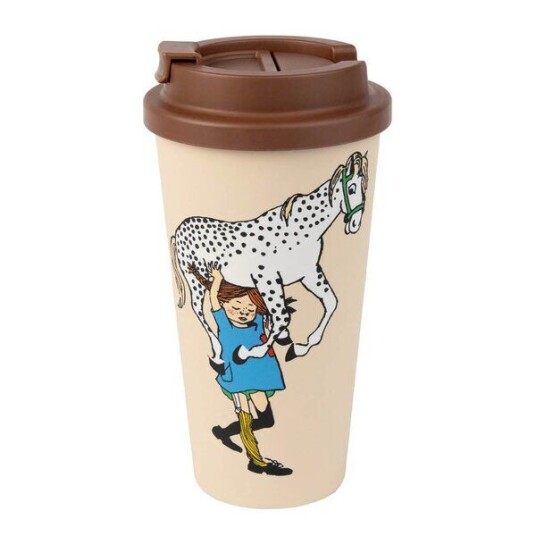 Nordicbuddies Pippi take away kopp 45 cl hest beige Nordicbuddies Pippi take away kopp 45 cl hest beige