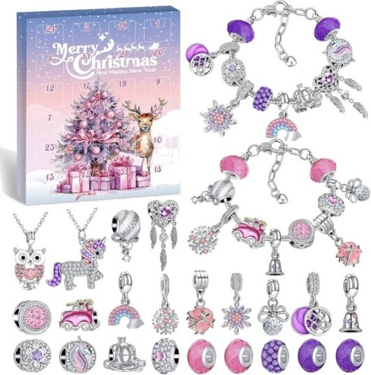 Adventskalender 2026 for barn jenter julekalender smykker håndverk jenter armbånd halskjede 24 fylling adventskalender smykker jenter