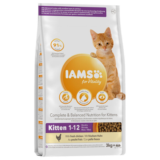 IAMS Kattemat for Kattunge med Kylling 3 kg - Tørrfôr for sunn vekst og pelspleie