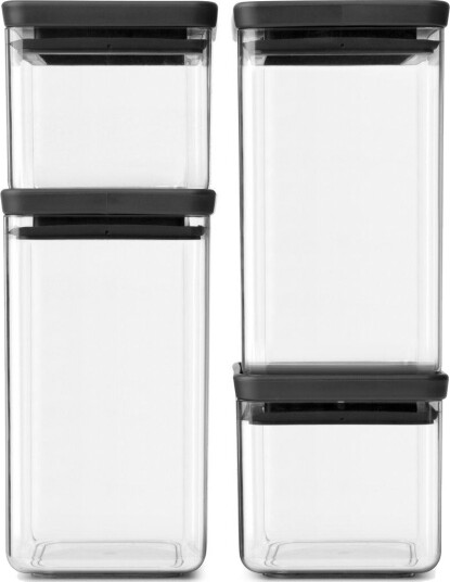 Brabantia TASTY+ firkantet oppbevaringsboks sett Mørkegrå