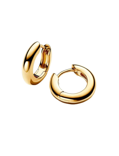 PANDORA 14K Gold Plated Hoop Earrings Guld One Size