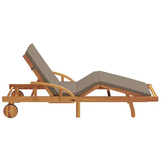 Solstol med pute Gråbrun 200 x 67 x 84cm Massivt akasietre