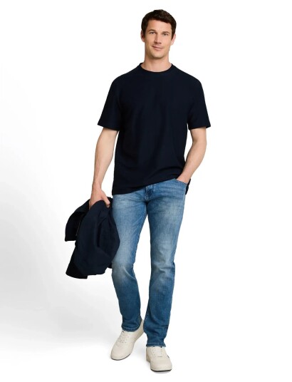 Tom Tailor Structured  T Shirt   Navy   XL