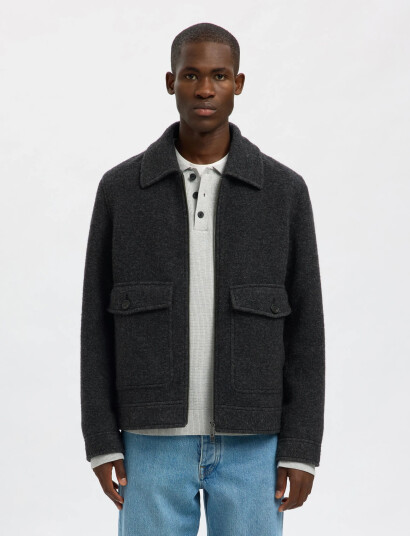 Selected Slhjakob Wool Blend Jkt - Grey - S