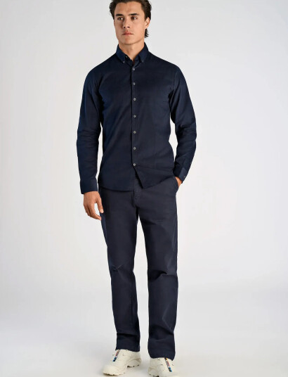 Lindbergh Fine Corduroy Shirt L/S - Navy - M