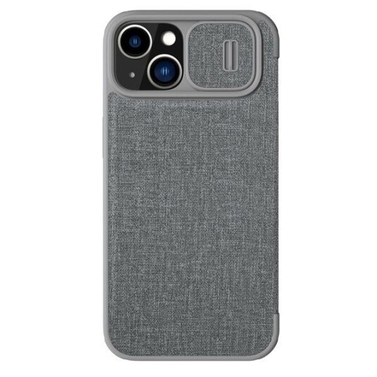 Nillkin Qin Cloth Pro Deksel Deksel Til Iphone 14 Plus Kameradeksel Hylsterdeksel Flip Deksel Grå