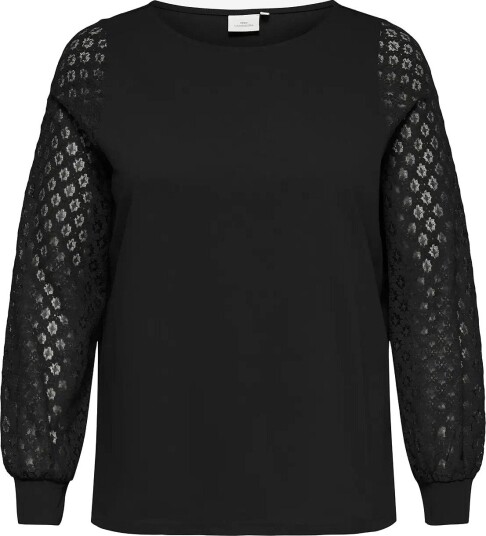ONLY Carmakoma Careffa L/S Boatneck Lace Blouse Jrs   BLACK   54