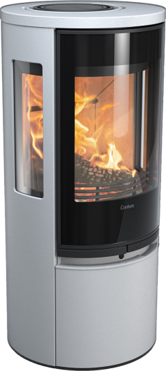 Connect 556 hvit vedovn med sideglass og glassdør