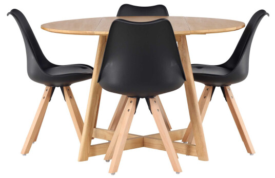 Venture Design Yadikon & Zeno spisegruppe Svart/brun 4 stoler & bord 120 cm