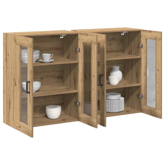 Veggmonterte skap 2 stk. i Artisan eik 69,5 x 34 x 90 cm laget av tre