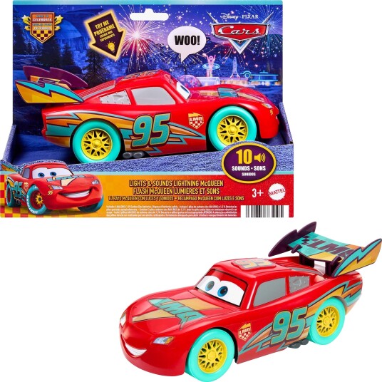 Biler Disney And Pixar Cars Race To Celebrate Lights & Sounds Lightning Mcqueen Vehicle Red ONE SIZE