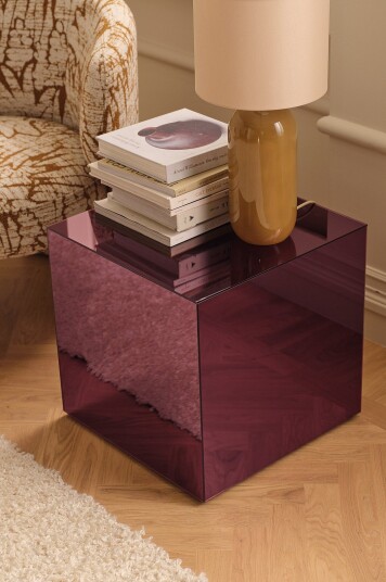 Ellos Home   Sidebord Kub med speilglass   Lilla