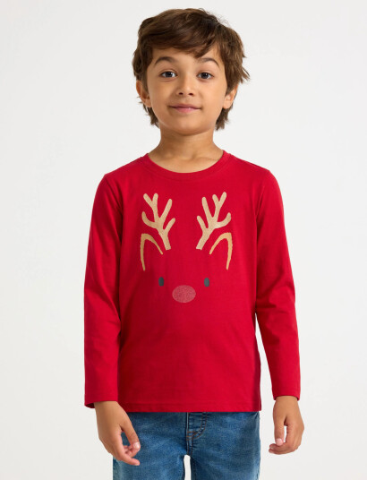 Lindex Top Ls Reindeer 3D Red 110 Lindex Top Ls Reindeer 3D Red 110