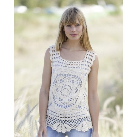 Elvira by DROPS Design Topp Hekleoppskrift str XS XXL