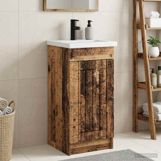 Badmøbel med vask Gammelt tre 42 x 40 x 84,5 cm Konstruert tre Badmøbel med vask Gammelt tre 42 x 40 x 84,5 cm Konstruert tre