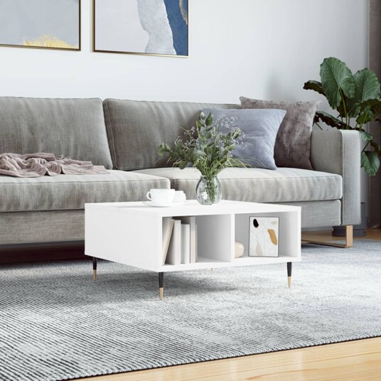 Sofabord hvit 60x60x30 cm konstruert tre 8720845906795