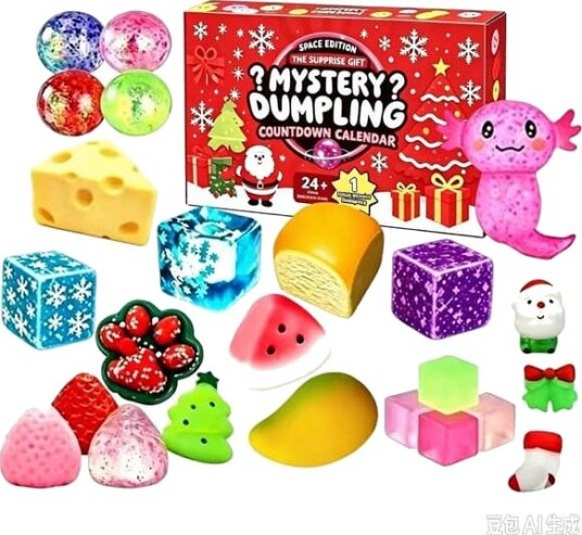 2026 Squishy leketøy adventskalender 24 dagers nedtellingskalender til jul med 24 Kawaii Squishy leker