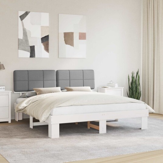 Sengeramme med Polstret Hodegjerde Lysegrå 200 x 200 cm