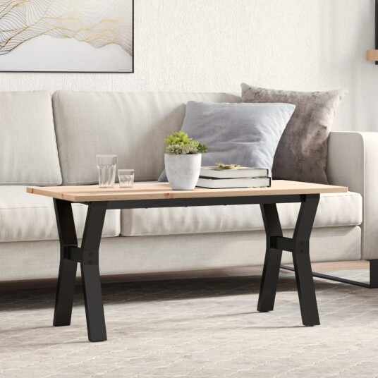 Salongbord Y-ramme 100x50x45 cm heltre furu og støpejern 3282710