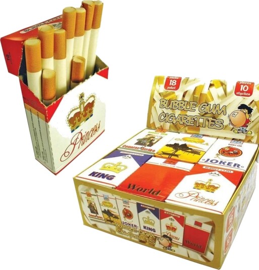 18 pk med 10 stk Tyggegummisigaratter i Assortert Motiv 18 pk med 10 stk Tyggegummisigaratter i Assortert Motiv