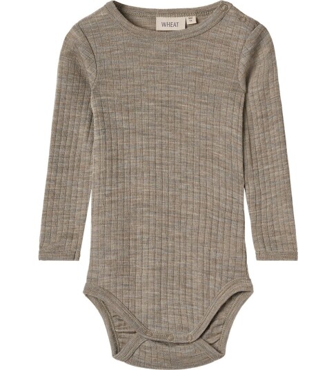 Wheat Body I/e - Ull/Silke - Rib - Liea - Khaki Melange - Wheat - 68 - Langermet Body - Beige - 62