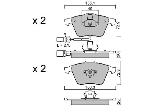 Bremseklosser AISIN BPVW 1015