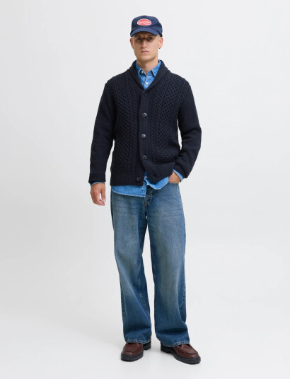 Jack & Jones Jjpaul Knit Shawl Cardigan - Navy - XL Jack & Jones Jjpaul Knit Shawl Cardigan - Navy - XL