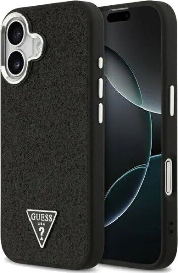 GUESS Glitter Triangle Logo MagSafe Case for iPhone 17 - Black