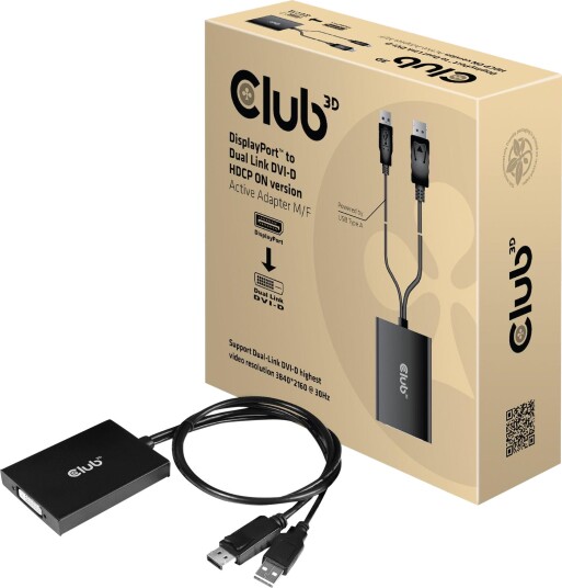Club 3D DisplayPort til DVI-D Adapter 60 cm med USB Strøm