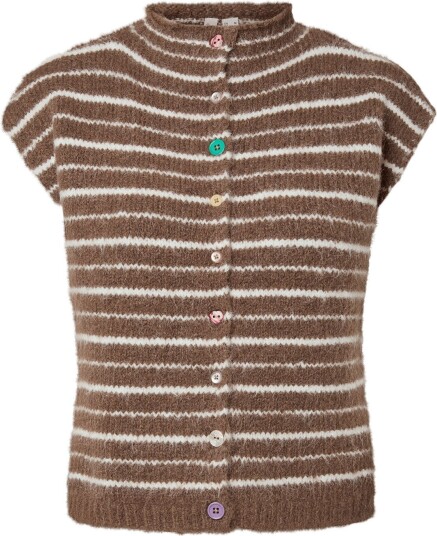 Pieces Pcasira Sl Button Knit Vest Bc Brown XL