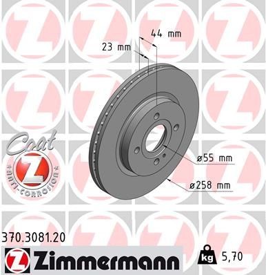 Bremseskive ZIMMERMANN 370.3081.20