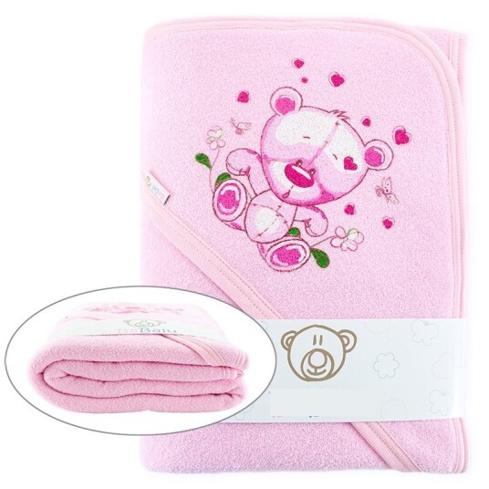 Badehåndkle for barn med navn og Bjørn rosa Badehåndkle for barn med navn og Bjørn rosa